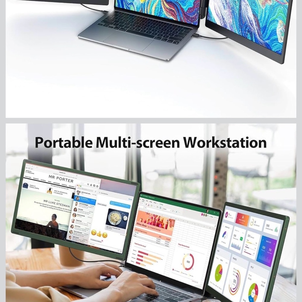 Triple laptop screen extender